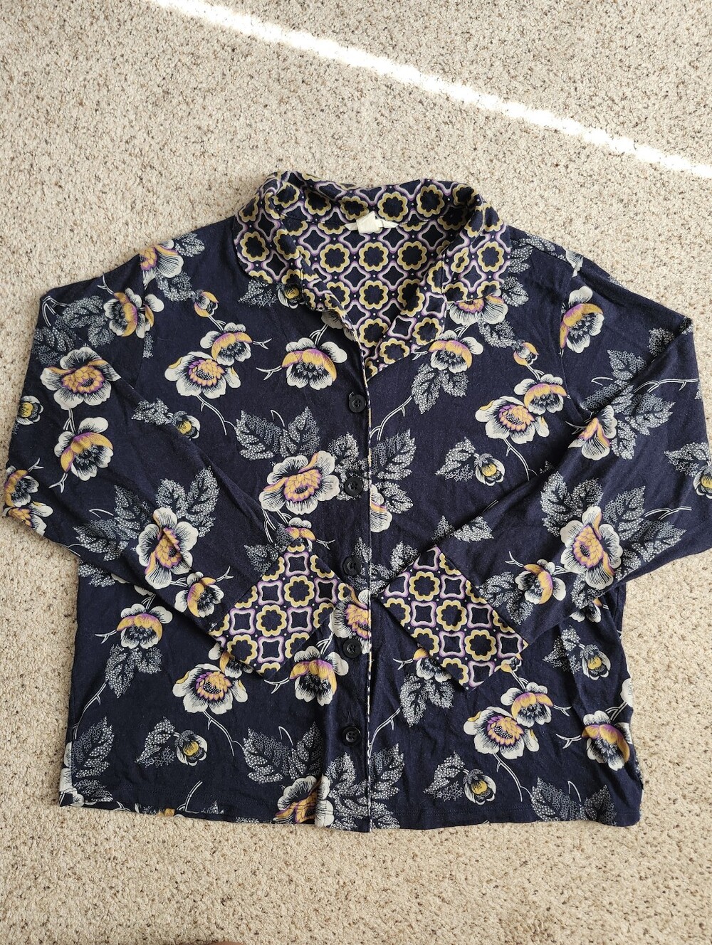 Vera Bradley Blue Floral Button Down Cardigan